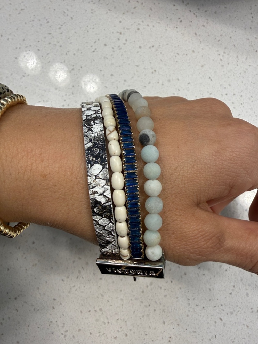 Victoria Emerson Multi-Strand Bracelet - Blue, White, Gray